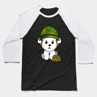 Funny Furry dog is a soldier Baseball T-Shirt